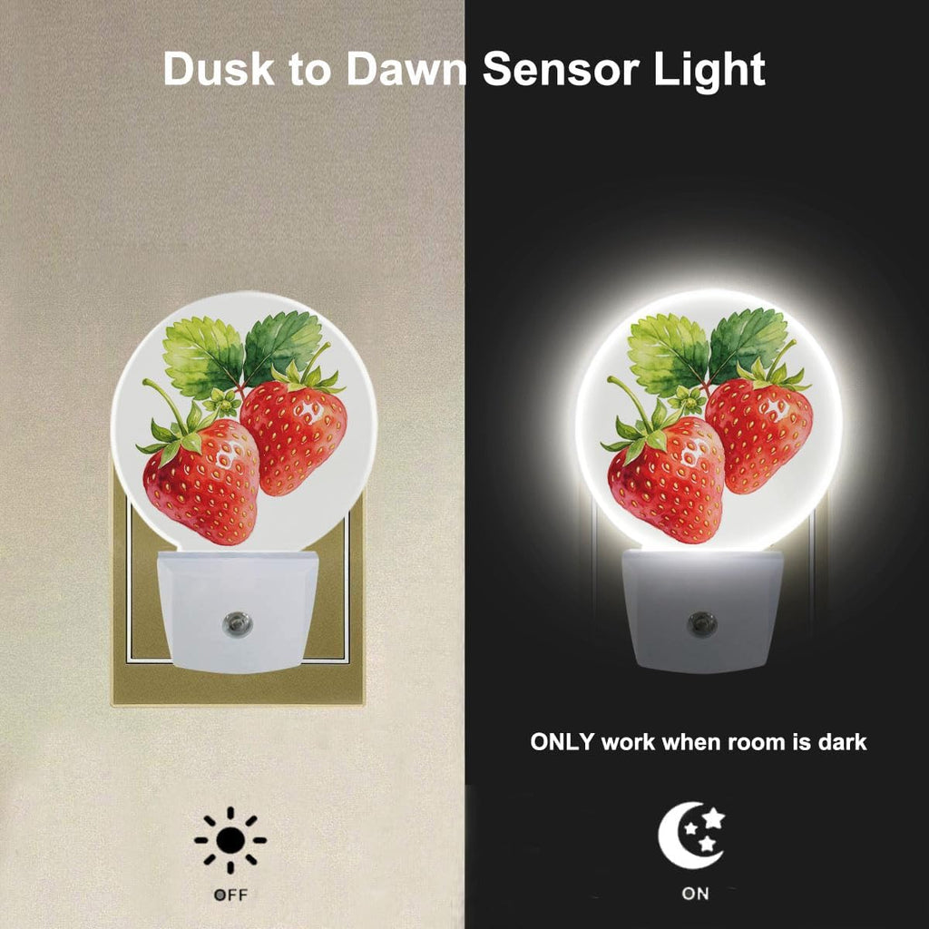Strawberry Night Light, Night Lights Plug into Wall Dusk to Dawn Sensor