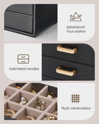 Lolalet Earring Organizer, Jewelry Box with Clear Lid -Black, 5 Layer