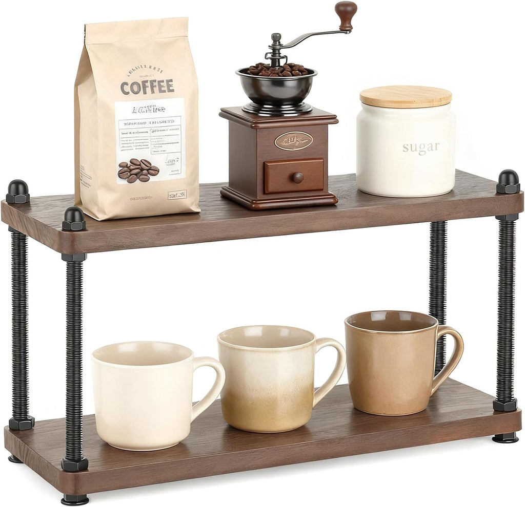 Mkono Coffee Station Organizer, 2 Tier Mug Shelf Coffee Bar Accessories