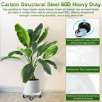 M METERXITY Plant Stand with Wheels, Heavy Duty Metal 12 Inch OD Rolling Plant Stand for Indoor and Outdoor,Swivel Casters Rotate Freely Without Damaging Floors [11.02 ID, White]