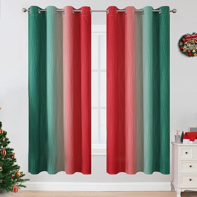 Estelar Textiler Red and Green Blackout Curtains - Image 2