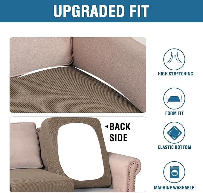 H.VERSAILTEX Super Stretch Individual Seat Cushion Covers Sofa Covers Couch - Image 5