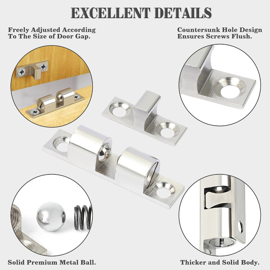 Alise Brass Double Roller Catch Cabinet Latches Door Catch 67mm,4 Pcs