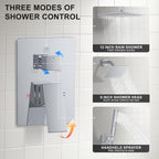 Rain Shower System 12"&6"Dual Shower Head Ceiling Shower Faucet Set