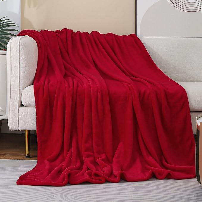 JIAHANNHA Red Throw Blanket Fleece Blanket Throw Size, Super Soft Cozy Plush by JIAHANNHA