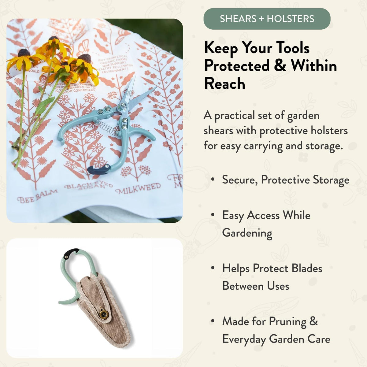 Modern Sprout Pruning Shears with Gray Holster Sheath Set