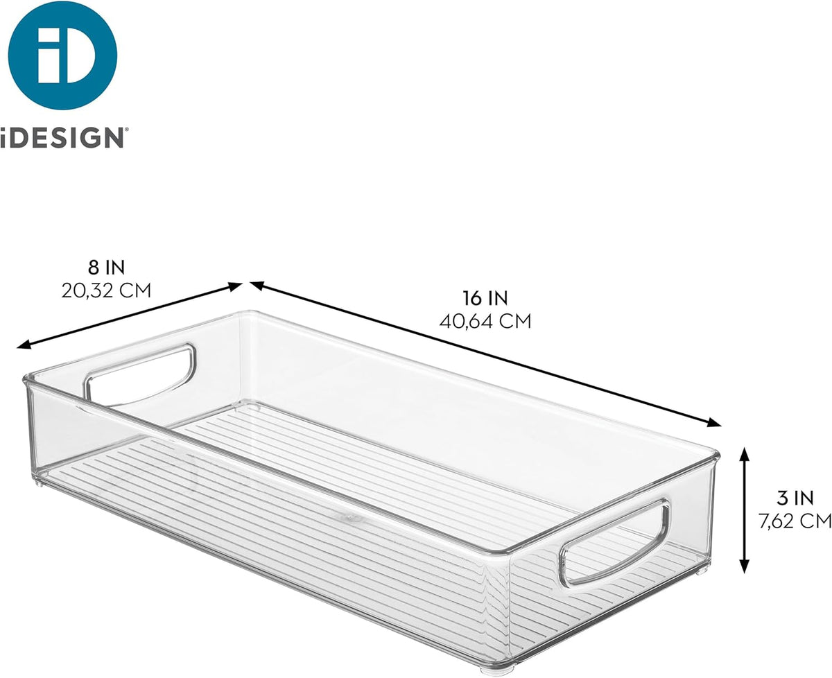 iDesign Stackable Clear Plastic Extra Long Pantry Organizers