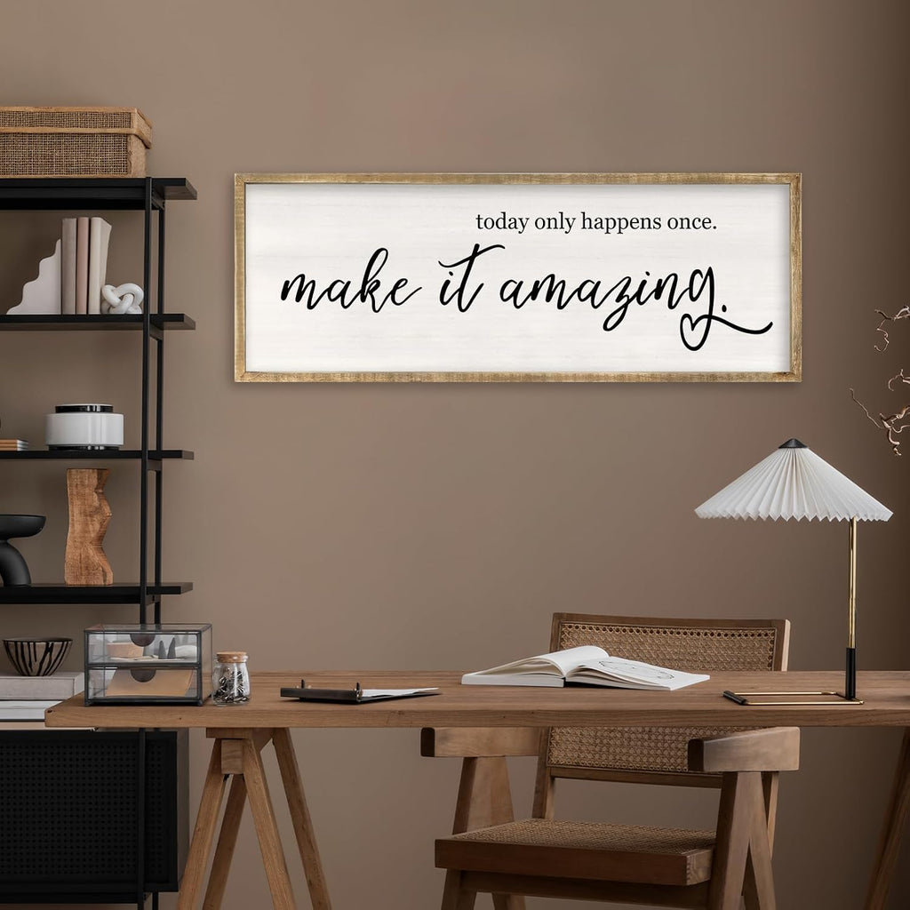 RLWangChao Today Only Happens Once Make It Amazing Wall Art 40"X15" Wood