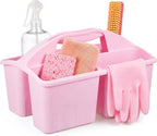 7 Pcs Cleaning Caddy Kit, Portable Divided Organizer, Pink