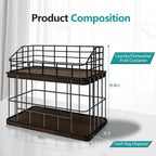 2-in-1 Trash Bag Holder & Dishwasher Pods Organizer, Extra Large Trash Bags Dispenser, Kitchen Organizer and Under Sink Storage Box