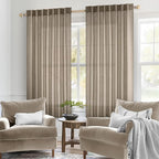 MIULEE Taupe Grey Linen Curtains 45 Inch Length 2 Panels - Image 2