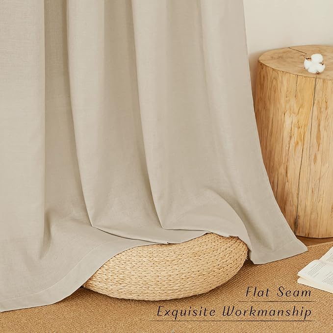 NICETOWN Thick Linen Blend Curtains Flax Textured - Image 2