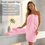 Towels for Bathroom, Cotton, Quick Dry, Thick, Pink