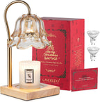 Candeldo Candle Warmer Lamp Gift Set, Christmas Box, Gold Floral Glass