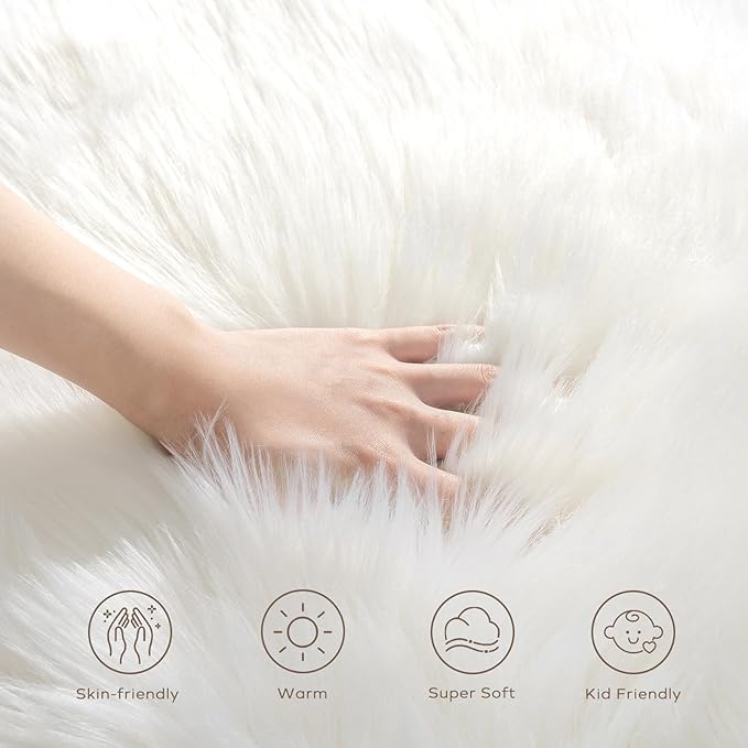 Ashler faux fur rug, Fluffy Shaggy Area Rug Ultra Soft 3 x 5 Feet Rectangle Fur - Image 7