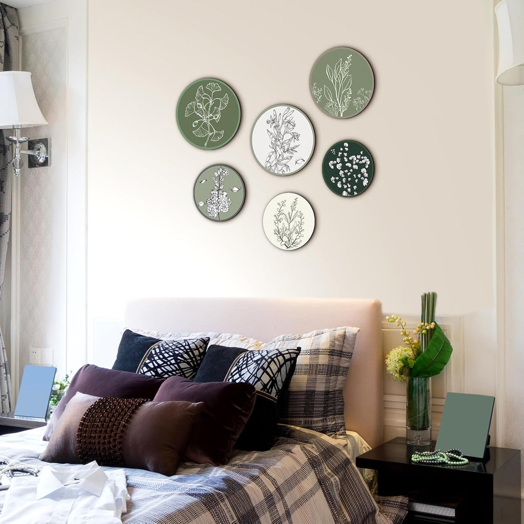 Barydat 6 Pcs Boho Wooden Plant Wall Art Decor,Greenery,8 Inch, 10 Inch