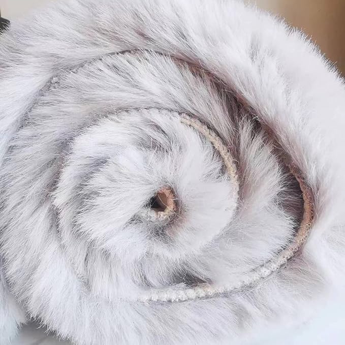 Ghouse Faux Rabbit Fur Round Rug 6ft Grey Round Rugs - Image 5