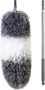 BOOMJOY Microfiber Feather Duster with Extendable Pole and Bendable Head, 100" Telescoping Duster for Cleaning Ceiling, Fan, Furniture