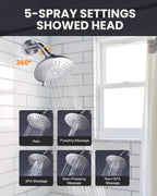 Bathtub Shower Faucet Set with Valve, 6-Inch Showerhead and Tub Spout