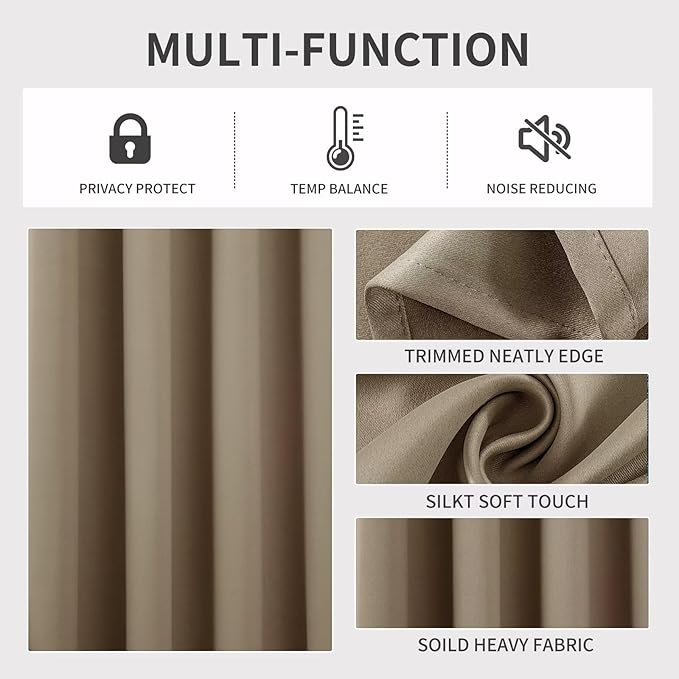 Joydeco Khaki Custom Solid Single Blackout Curtain - Image 4