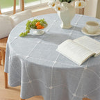 Zobesta Linen Blue Table Cloth Round Gingham Tablecloth 53 inch