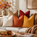 decorUhome Fall Corduroy Rust Throw Pillow Covers 18x18 Set of 2