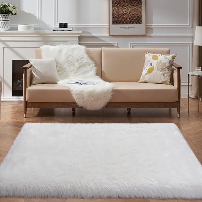 Faux Fur Area Rug, Indoor Plush Floor Carpets - Image 8
