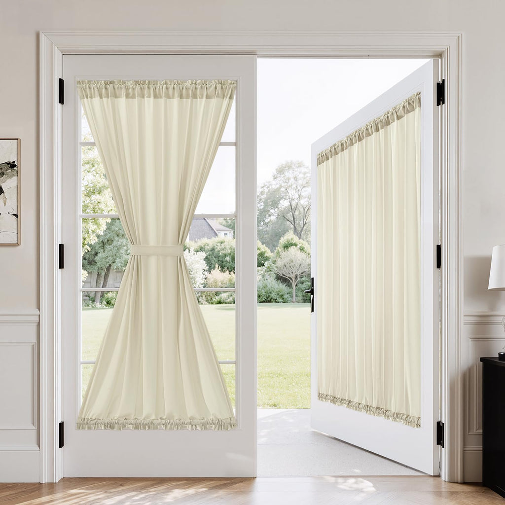 MIULEE Non-See-Through Ivory Sidelight Curtains 2 Panels 26 x 40 inches