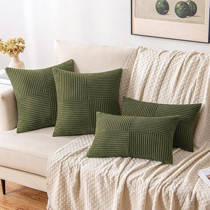 MIULEE Olive Green Decorative Euro Sham Pillow Covers 24x24 Inch - Image 2