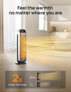 DREO Ceramic Space Heater for Indoor Use 25 Inch, Remote and Thermostat