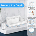 Bathroom Counter Organizer, Large White Silicone Toothbrush Holders for Bathrooms with 3PCS Qtip Holder, Bathroom Organizer Countertop Toothbrush and Toothpaste Holder for Makeup Organizer for Vanity