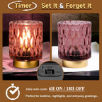 Battery Operated Table Lamp Timer, Small Cordless Lamps Decorative, 2 Pink