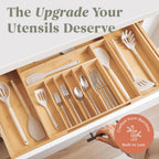 Silverware & Utensil Drawer Organizer, 18.5-33 in, Bamboo