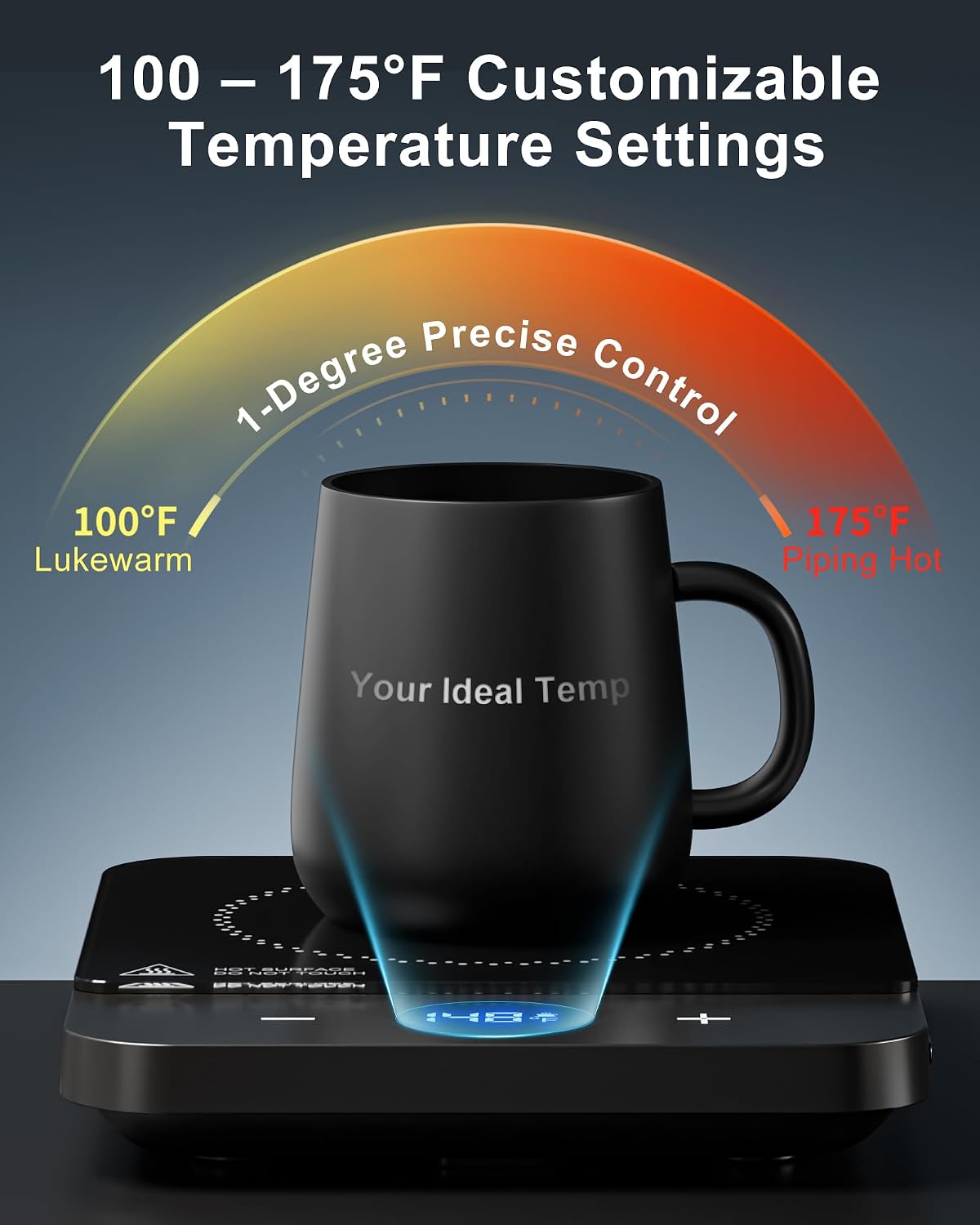 Coffee Mug Warmer for Desk, 1°F Precise Temp 100-175°F, Smart Auto Shut Off