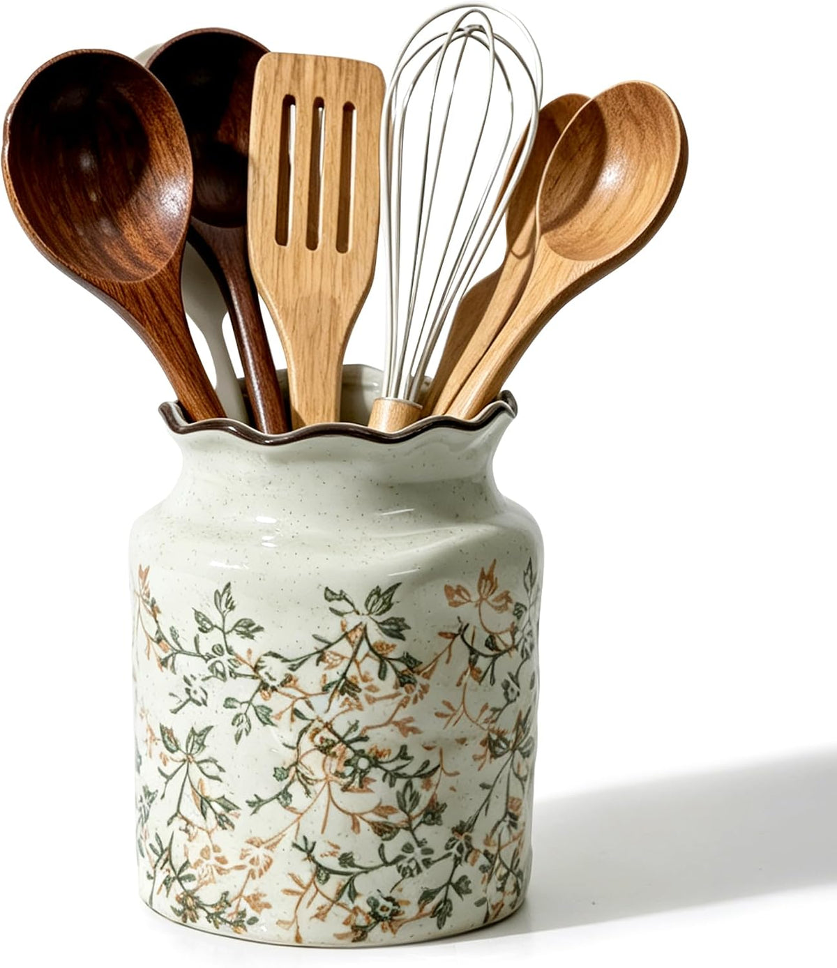 Ceramic Utensil Holder For Kitchen Counter (Vine)