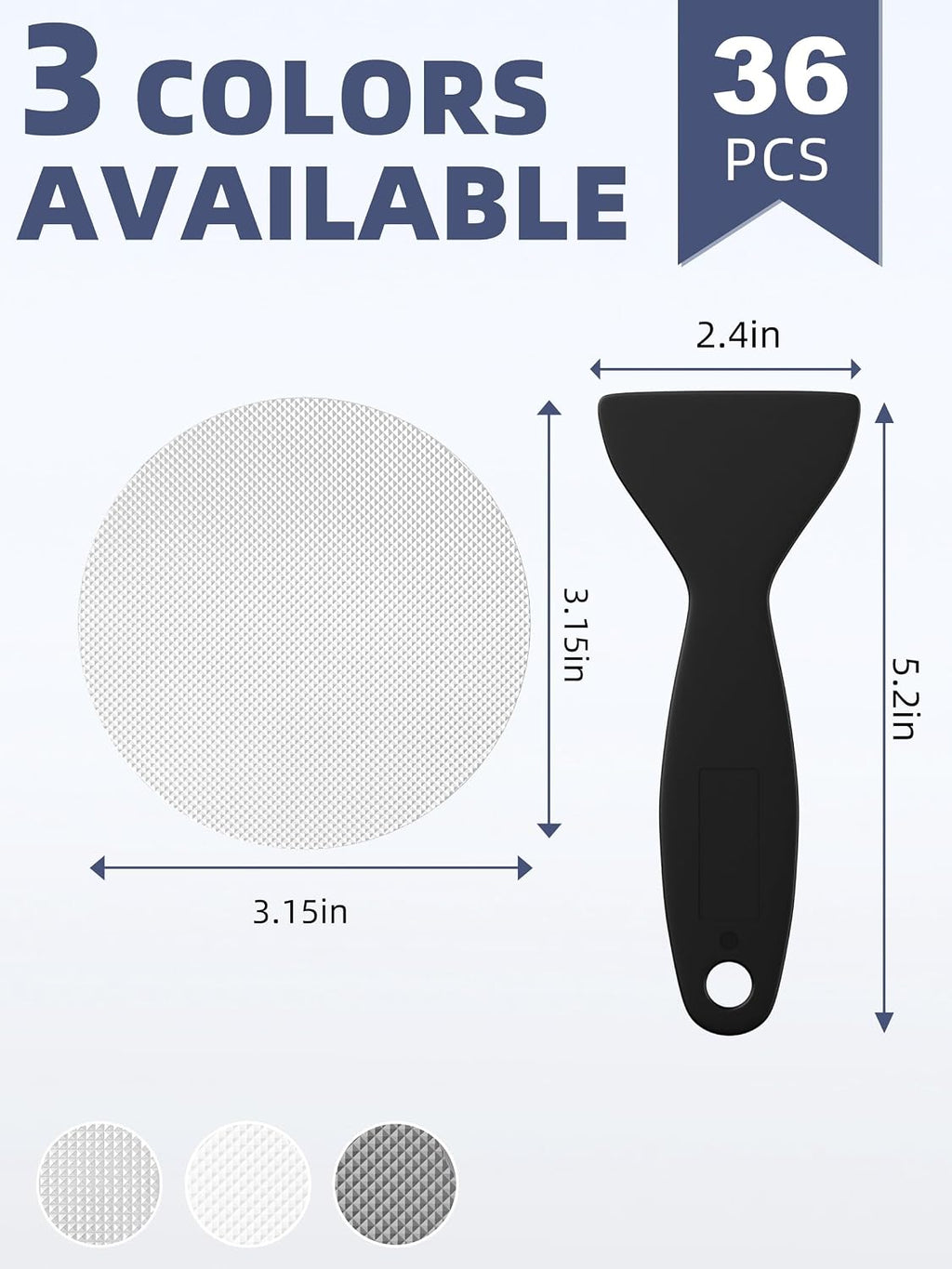 Secopad Round Non Slip Bathtub Stickers with Scraper, 36PCS, Clear