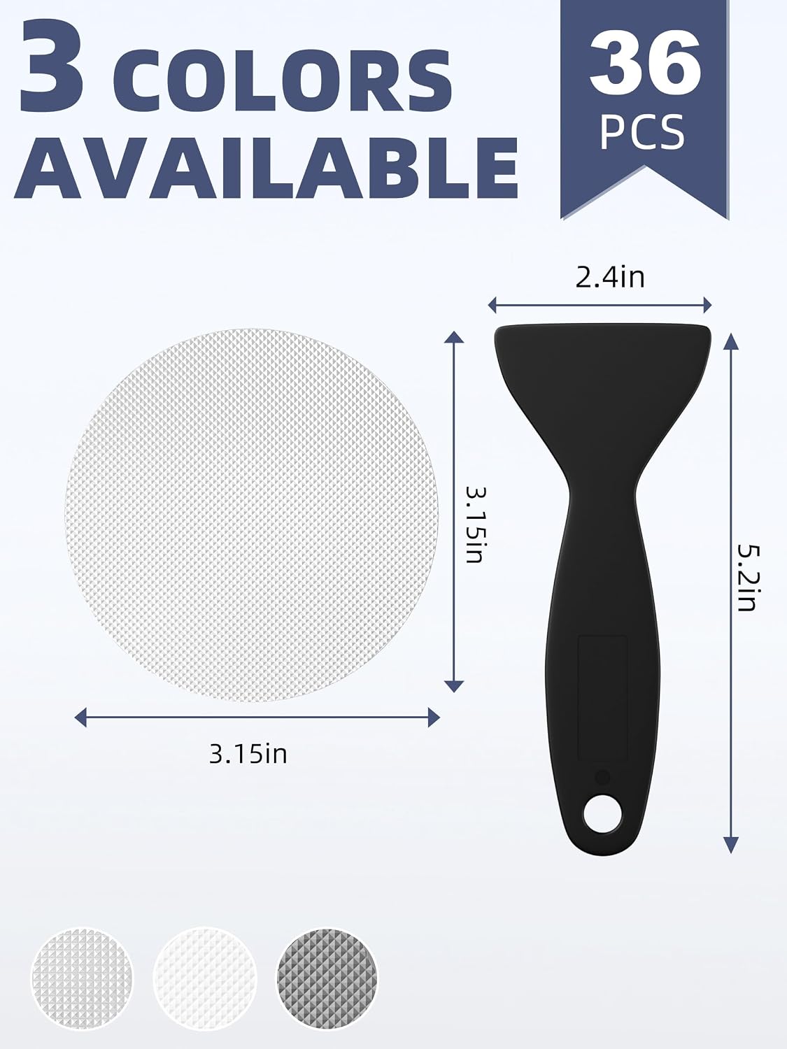 Secopad Round Non Slip Bathtub Stickers with Scraper, 36PCS, Clear