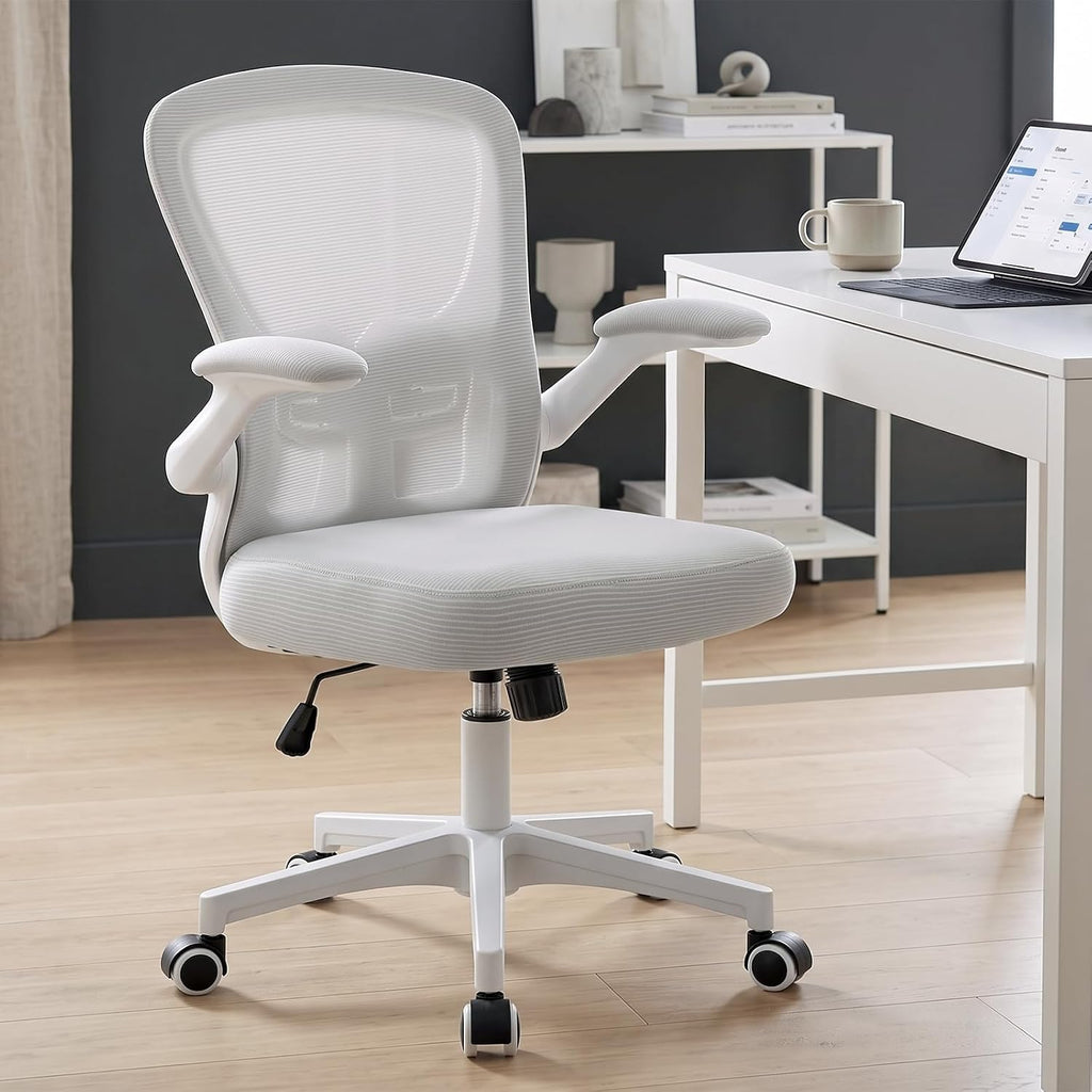 Office Chair, Ergonomic Desk Chair with Adjustable Lumbar Support and Flip up Armrest, Breathable Mesh Computer Chair for Home Office & Rolling Work Swivel Task Chairs