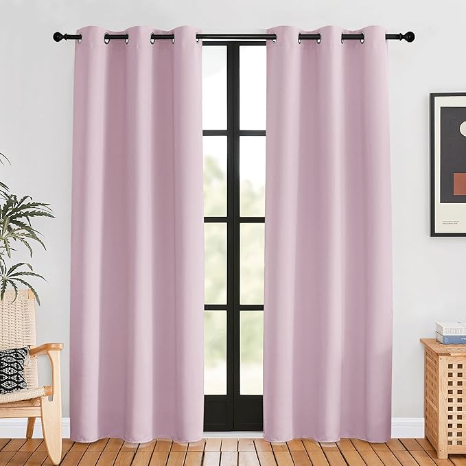 NICETOWN Blackout Window Curtains 80 inch Long, 2 Panels, 34 inch, Baby Pink by NICETOWN