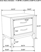 Coaster Valen 23.5-Inch Bedroom 2-Drawer Nightstand, Light Taupe 215912