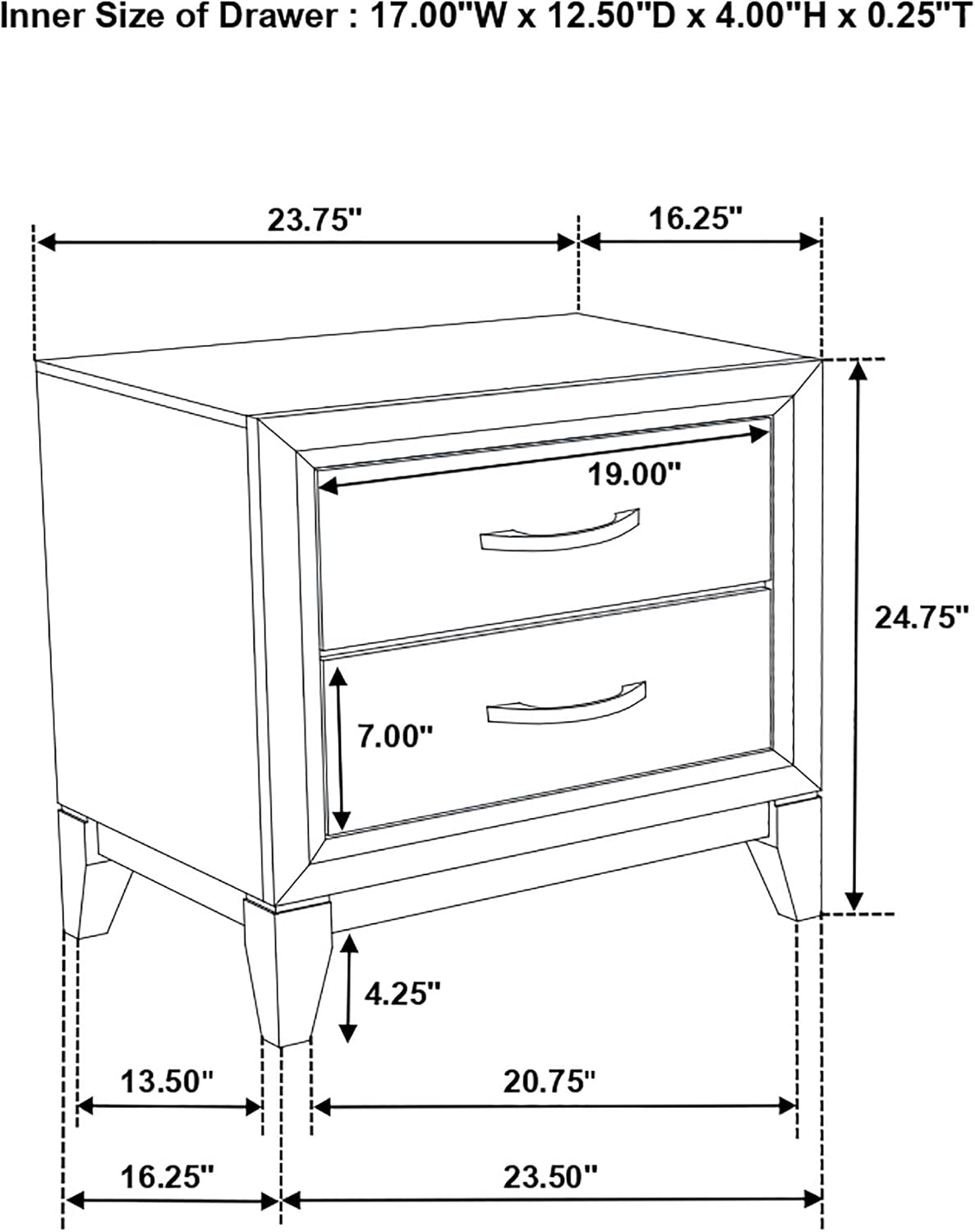Coaster Valen 23.5-Inch Bedroom 2-Drawer Nightstand, Light Taupe 215912