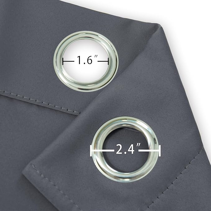 LEMOMO Blackout Curtains 40 x 63 inch/Grey Curtains Set of 2 Panels/Thermal - Image 5