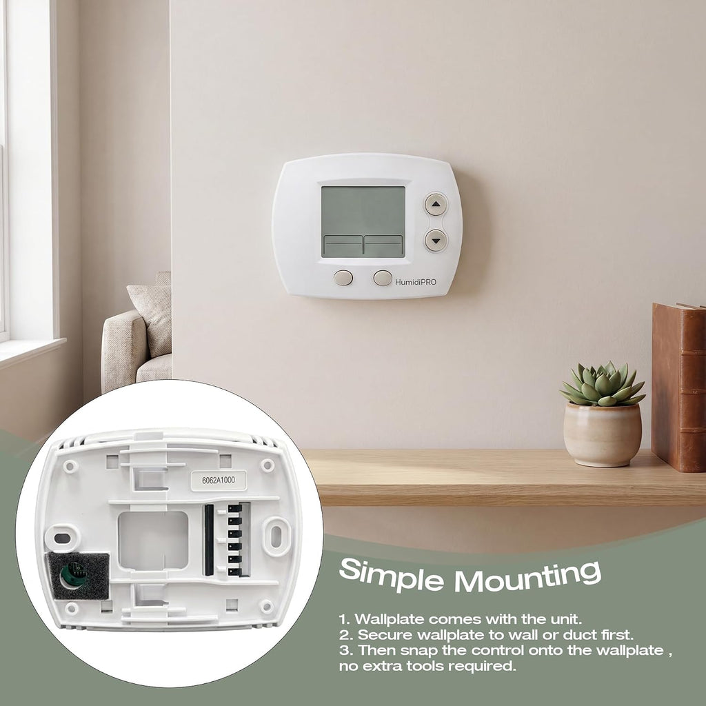 H6062 Programmable Digital Humidity Controller with Automatic Window Frost Protection, Manual and Dehumidify Modes, for Whole-Home Humidifier or Dehumidifier, Backlit Display