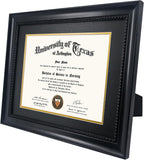 GMFrames 8.5x11 Diploma Degree Frame with Mat or Display 11x14 Certificates without Mat,Solid Wood,Black Finish with Intricate Black Rope Detail,UV Protection Acrylic