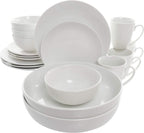 Elama White Porcelain Dish Dinnerware Set, 18 Piece (Elama Glossy)