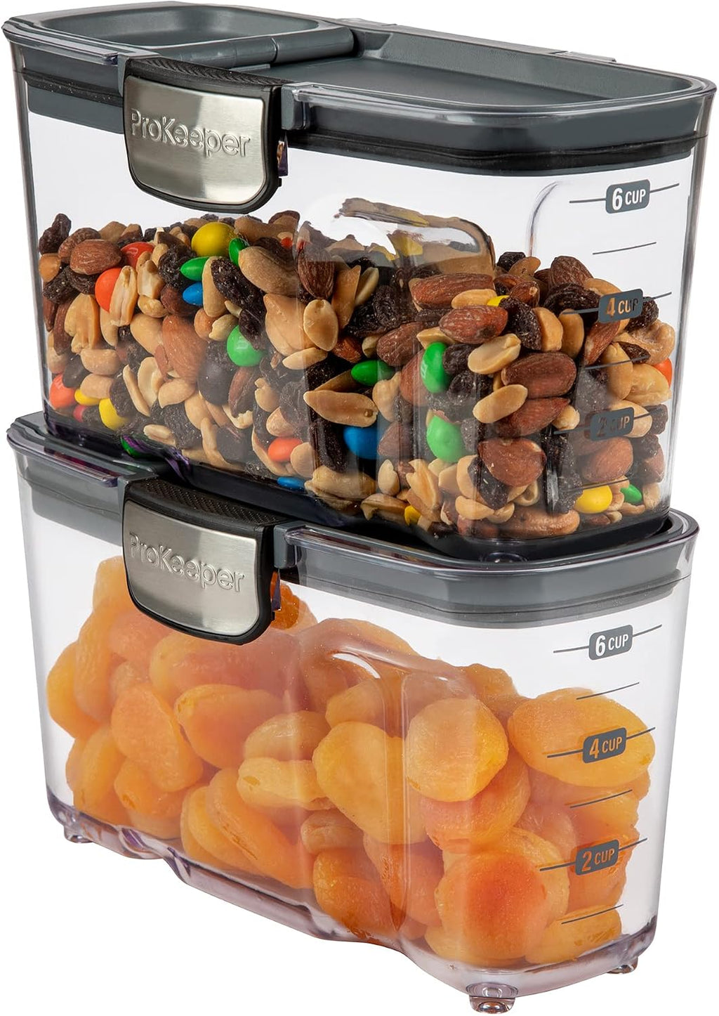Progressive International ProKeeper+ Clear Plastic Airtight Food Baker's Kitchen Storage Organization Container Canister Set with Magnetic Accessories, 2- Piece Set (Pasta 2.4-Quart)