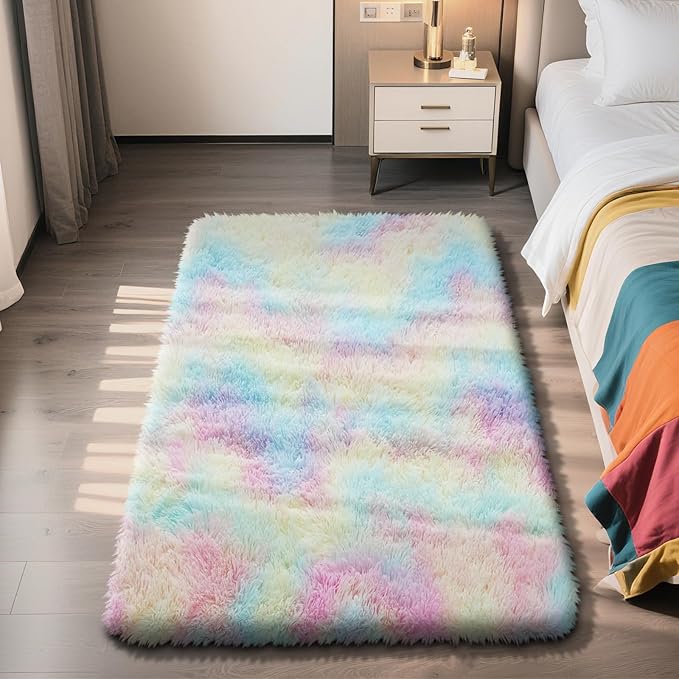 Shag Area Rug for Bedroom 3x5, Fluffy Area Rugs for Living Room, Soft Fuzzy Rug by yulidayang