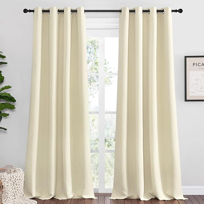 NICETOWN Beige Room Darkening Curtains 90" Long by NICETOWN