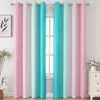 Estelar Textiler Pink and Teal Gradient Blackout Curtains - Image 2