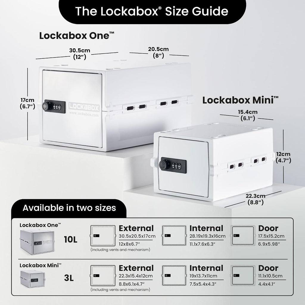 Lockabox One™ 10L Lockable Storage Box and Lock Box with Code (Opal White)